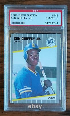 1989 Fleer Glossy Ken Griffey Jr. Rookie Card Seattle Mariners PSA 8 #548