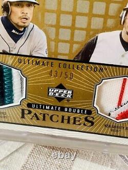 2002 UD Ultimate Collection Ichiro Ken Griffey Jr DUAL GAME USED PATCHES /50