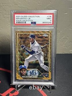 2023 Topps Gilded Collection Ken Griffey Jr Wave Gold Etch # 3/75 Psa 9