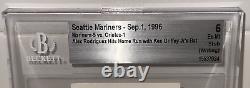 9/1/96 Seattle Mariners BGS 6 Ticket Stub A Rod Hits HR with Ken Griffey Jr Bat