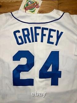 KEN GRIFFEY JR AUTHENTIC Rawlings SEATTLE MARINERS White Rookie Jersey 52 NWT