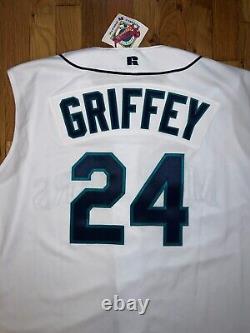 KEN GRIFFEY JR AUTHENTIC Russell Athletic SEATTLE MARINERS White Jersey 52 NWT