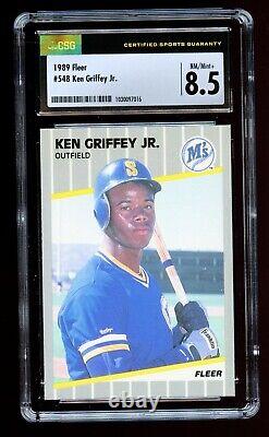 Ken Griffey Jr. #548 Fleer 1989 ROOKIE Seattle Mariners Baseball Card CSG 8.5