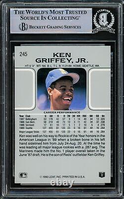 Ken Griffey Jr. Autographed 1990 Leaf Card #245 Seattle Mariners Beckett 216862