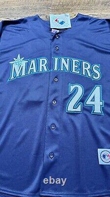 Majestic Seattle Mariners Jersey Ken Griffey Jr. #24 MLB Navy Blue Men's Size XL